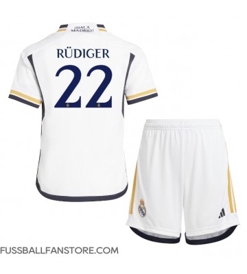 Real Madrid Antonio Rudiger #22 Replik Heimtrikot Kinder 2023-24 Kurzarm (+ Kurze Hosen)